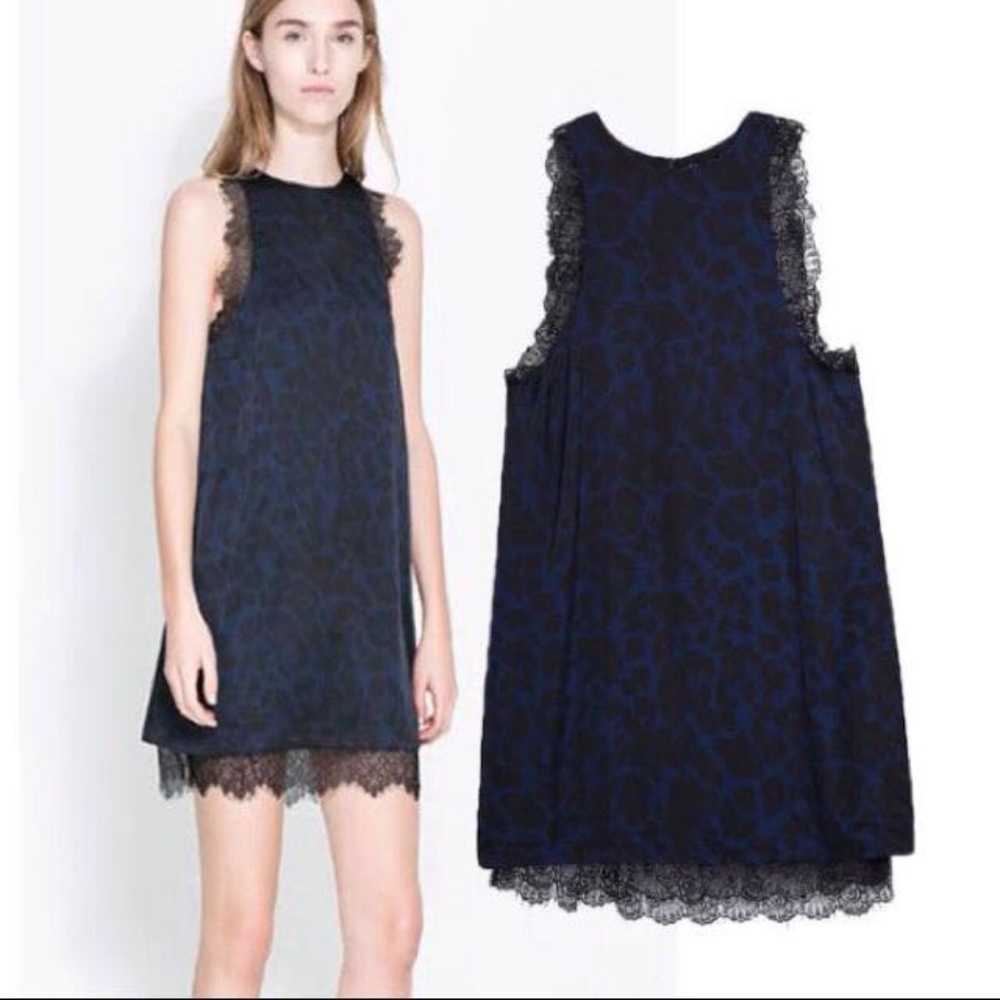 Navy/black Leopard dress with lace